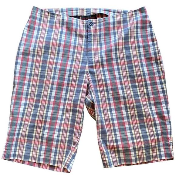 Vintage RALPH Ralph Lauren Womens Sz 10 Plaid Bermuda Walking Shorts - Picture 1 of 5